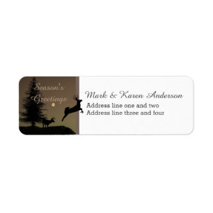 Whimsical Flying Reindeer Silhouette Custom Return Address Label