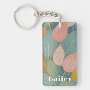 Whimsical Foliage: Pastel Leaves Key Ring