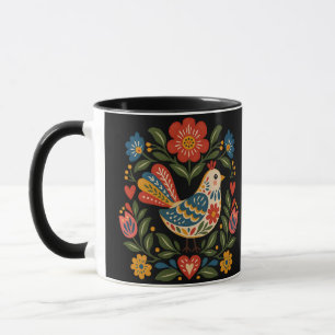 Whimsical Folk Art Bird Mug