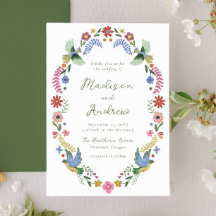 Whimsical Folk Art Floral Wedding Invitation