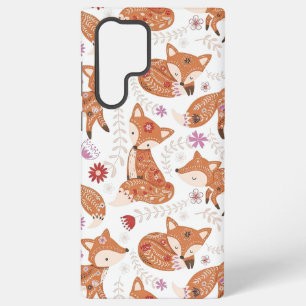 Whimsical Folk Art Fox and Flowers Samsung Galaxy Case