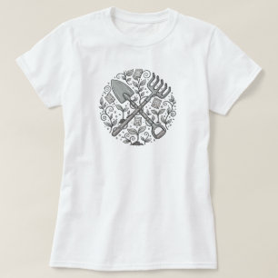 Whimsical Folk-Art Garden Tool   WHITE ONLY T-Shir T-Shirt