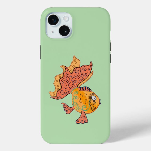 Whimsical Folk Art Goldfish | Boho Swirl Fantasy Case-Mate iPhone Case (Back)