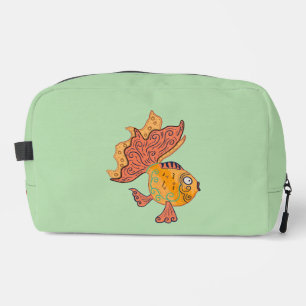Whimsical Folk Art Goldfish Boho Swirl Fantasy Dopp Kit