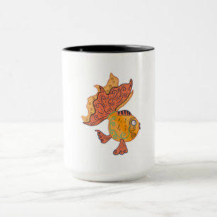 Whimsical Folk Art Goldfish Boho Swirl Fantasy Mug
