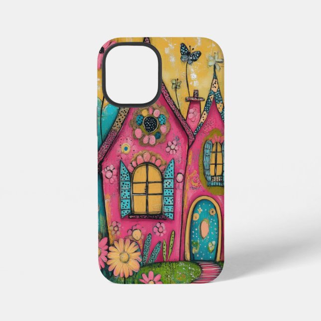 Whimsical Folk Art Houses iPhone Case (Back)