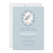 Whimsical Folk Art Stork | Baby Shower Invitation
