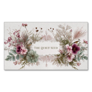 Whimsical Folk Art Wildflower & Birds Magnetic Business Card