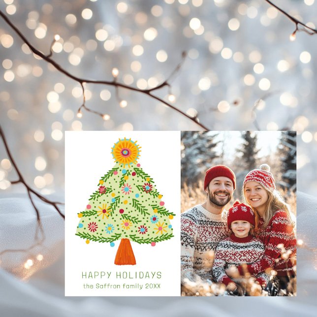 Whimsical Folk Christmas Tree CUSTOM PHOTO Holiday Card (Whimsical Folk Christmas Tree CUSTOM PHOTO Holiday Card
)