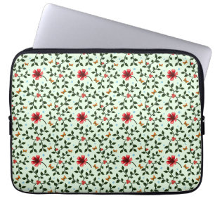 Whimsical Folk Floral Butterfly Pattern Laptop Sleeve
