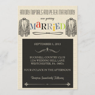 Whimsical Font Gay Wedding Invitations