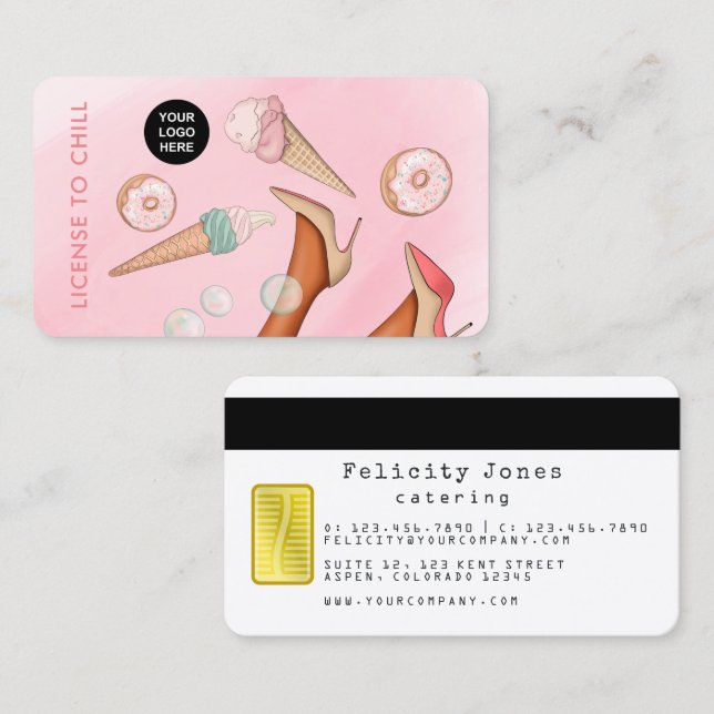 Whimsical Food Catering Lady VIP Business Card (Front/Back)