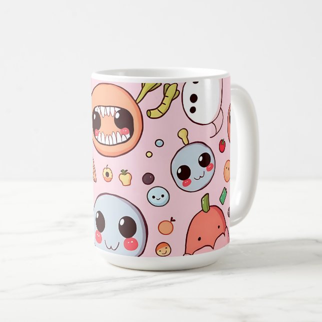  Whimsical Foodie monsters Faces Coffee Mug (Front Right)
