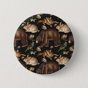 Whimsical Forest Animals Floral Pattern 6 Cm Round Badge