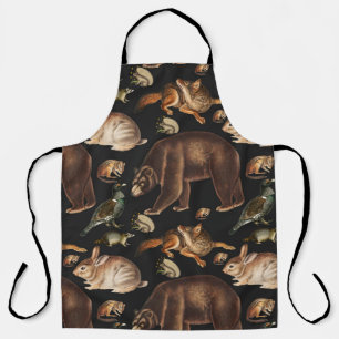 Whimsical Forest Animals Floral Pattern Apron