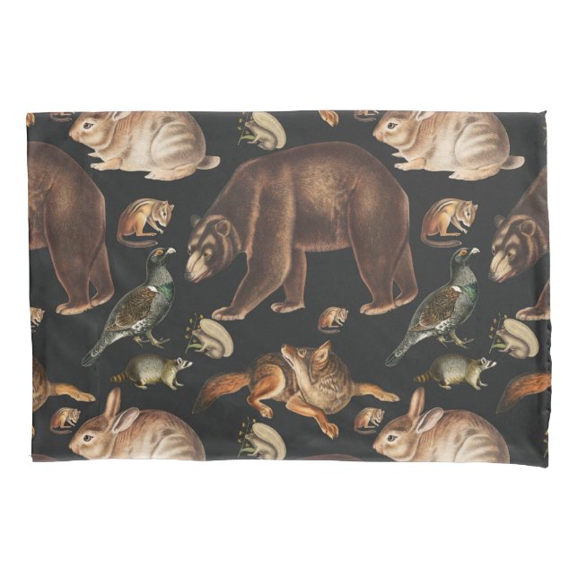 Whimsical Forest Animals Floral Pattern Pillowcase (Front-Left)