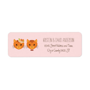 Whimsical Forest Cats (Blush) Wedding Return Address Label