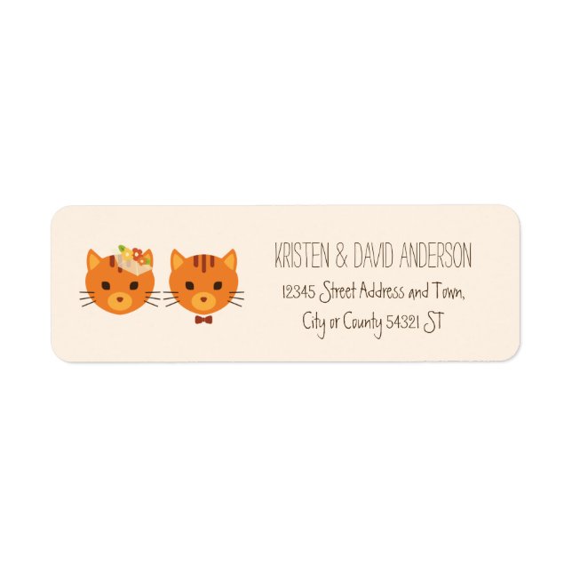 Whimsical Forest Cats (Cream) Wedding Return Address Label (Front)