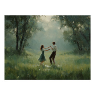 Whimsical Forest Dance Couple Scene Poster