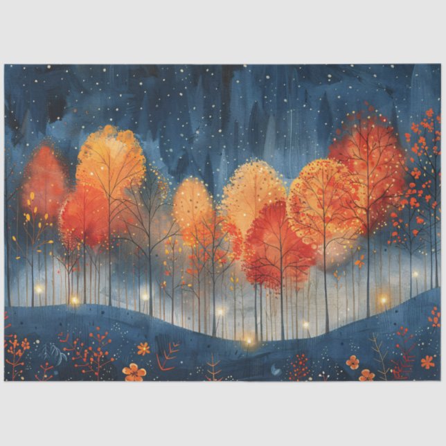 Whimsical Forest During Fall Decoupage Tissue Paper (Front)