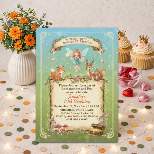 Whimsical Forest Fairy 10th Birthday Party Invitation