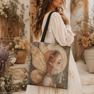Whimsical Forest Fairy with Stay Magical Quote  Tote Bag
