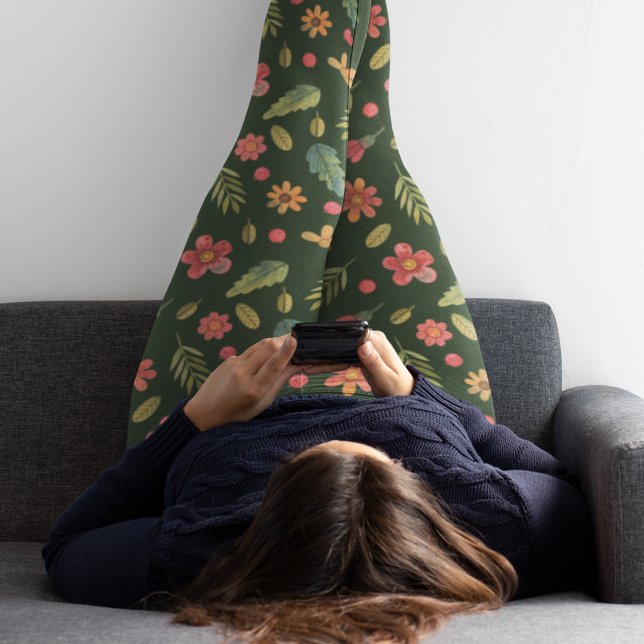 Whimsical Forest Flowers & Leaves  Leggings (Creator Uploaded)