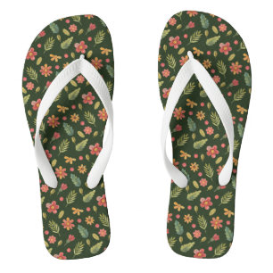 Whimsical Forest Flowers & Leaves Thongs