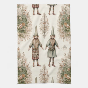 Whimsical Forest Gnomes & Botanical (1) Tea Towel