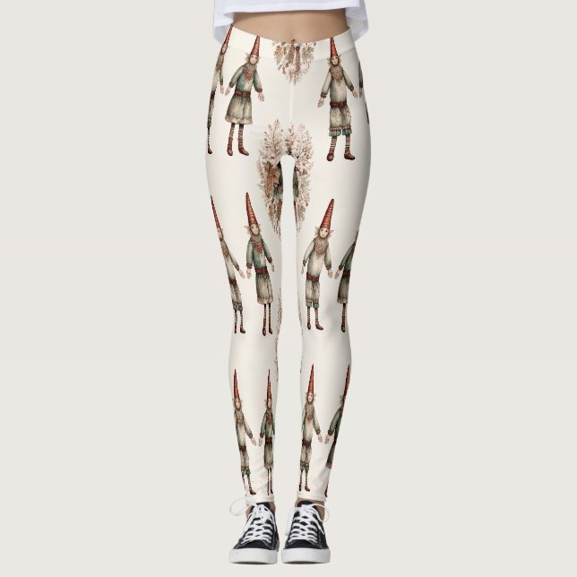 Whimsical Forest Gnomes & Botanical (2) Leggings (Front)
