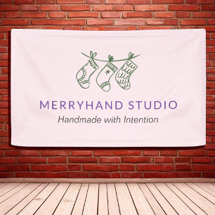 Whimsical Forest Green Stocking Garland Christmas Banner