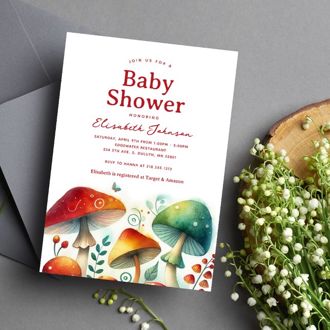 Whimsical Forest Mushroom Baby Shower Invitation (Whimsical Forest Mushroom Baby Shower Invitation
)