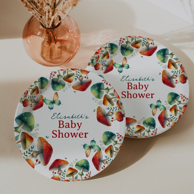 Whimsical Forest Mushroom Baby Shower Paper Plates (Whimsical Forest Mushroom Baby Shower Paper Plates)