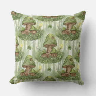 Whimsical Forest Mushroom Fairy House Pattern Cushion