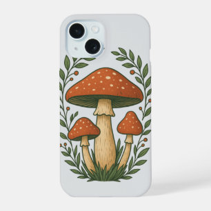 Whimsical Forest Mushroom Illustration iPhone 15 Case