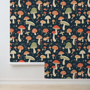 Whimsical Forest Mushroom Pattern Wallpaper