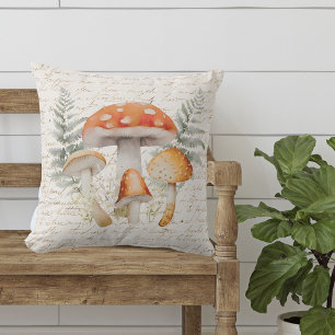 Whimsical Forest Mushroom Vintage Farmhouse Cushion
