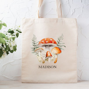 Whimsical Forest Mushroom Vintage Farmhouse Recipe Tote Bag