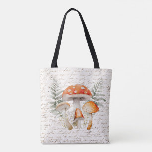 Whimsical Forest Mushroom Vintage Farmhouse Tote Bag