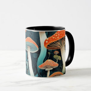 Whimsical Forest Mushrooms Illustration Mug