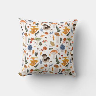 Whimsical Forest Mushrooms Watercolor Cushion
