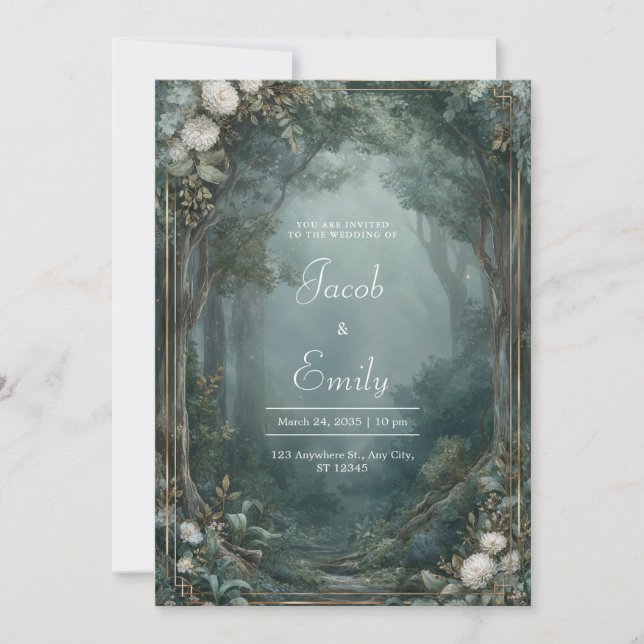 Whimsical Forest Path Wedding Invitation (Front)