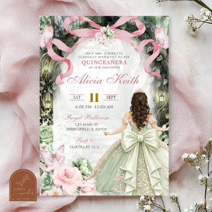Whimsical Forest Pink Sage Bow Coquette Butterfly  Invitation