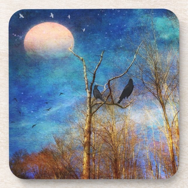 Whimsical Forest Scene Hard Plastic Coasters (Front)