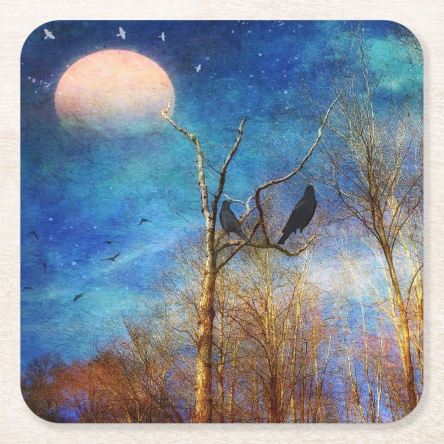 Whimsical Forest Scene Trivet Square Paper Coaster (Front)