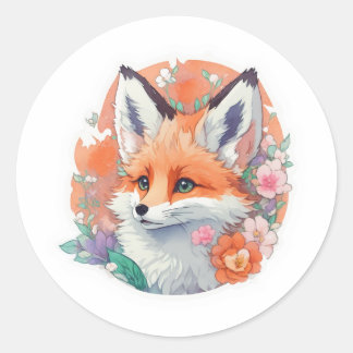 Whimsical Fox Classic Round Sticker