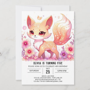 Whimsical Fox Digital Birthday Invitation