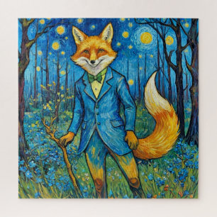 Whimsical Fox in a Starry Night Jigsaw Puzzle