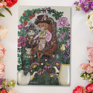 Whimsical Fox Mad Hatter Alice in Wonderland Art Jigsaw Puzzle
