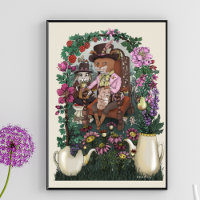 Whimsical Fox Mad Hatter Alice in Wonderland